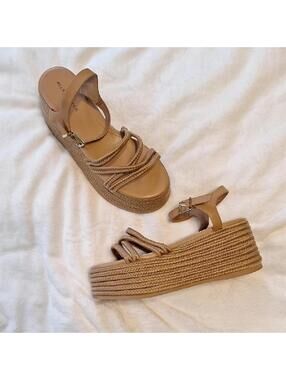 Kelsi Dagger Tan Platform Espadrille Sandal Size 10.5